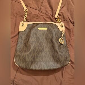 Michael Kors Dark Brown and Beige Shoulder Bag